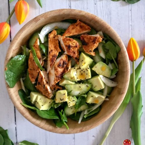 "Easy, healthy and quick roasted chicken salad - www.kitchenmai.com"