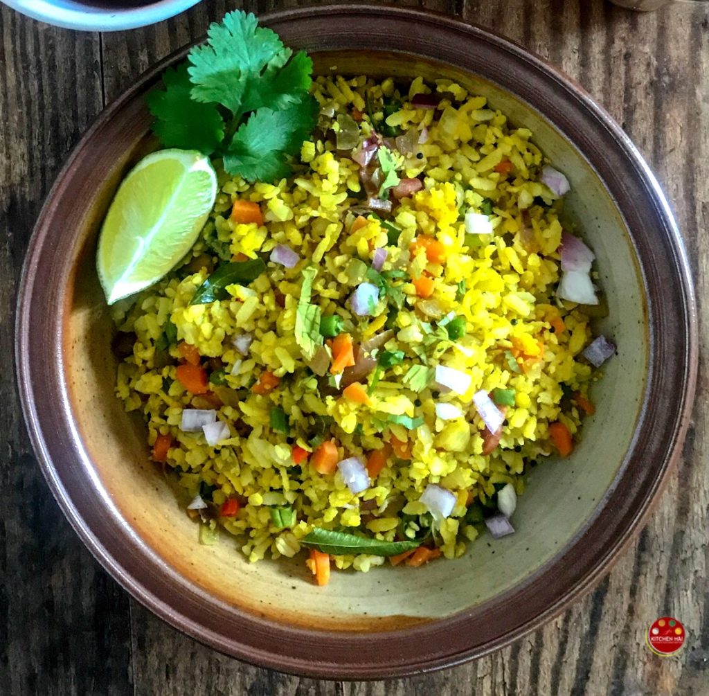 Kanda poha with vegetables – Kitchen Mai