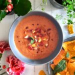 "Gazpacho with corn and bell peppers - www.kitchenmai.com"