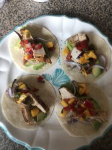 "Grilled chicken tacos with mango salsa - www.kitchenmai.com"