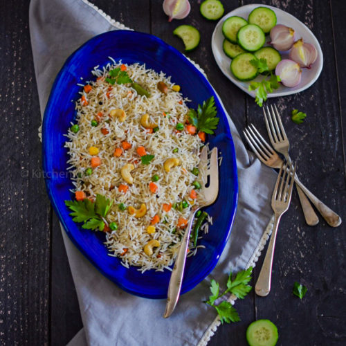 "Bengali vegetable fried rice - www.kitchenmai.com"