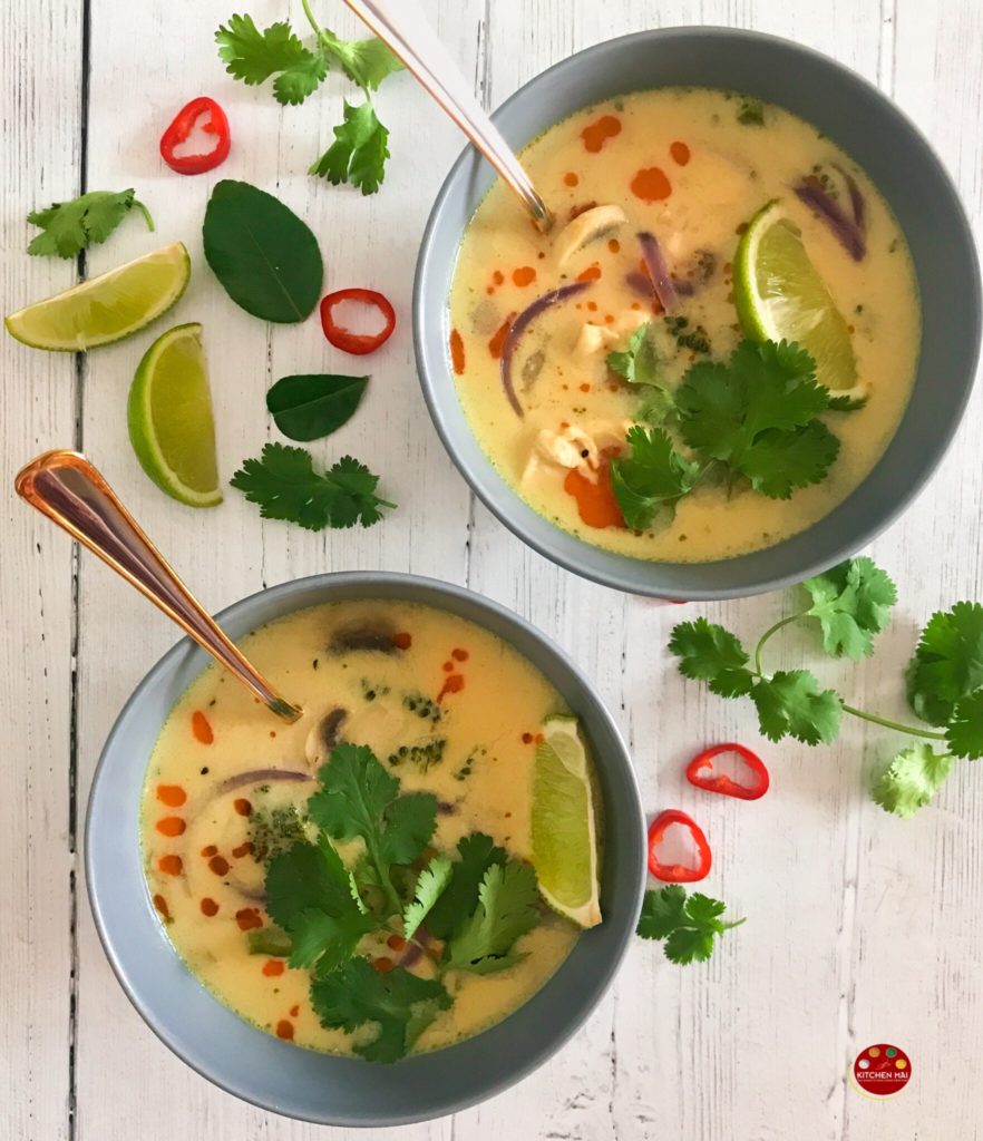 "Tom kha gai - Thai coconut chicken soup - www.kitchenmai.com"