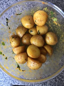 "Roasted potatoes with sambar masala - www.kitchenmai.com"