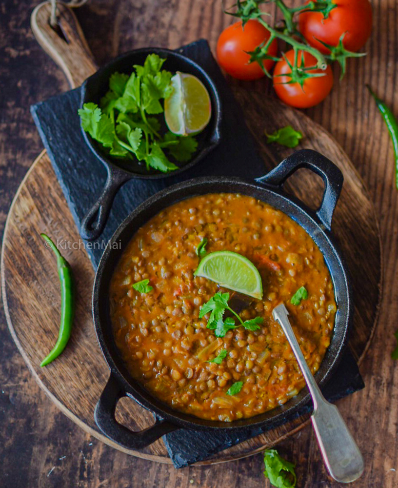 "Masoor dal - brown lentil curry - www.kitchenmai.com"