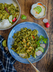"Palak pulao (spinach rice) - www.kitchenmai.com"