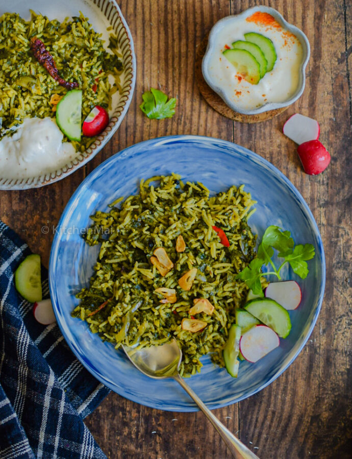 Palak pulao (spinach rice)