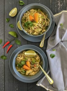 "Chicken thukpa noodle soup - www.kitchenmai.com"