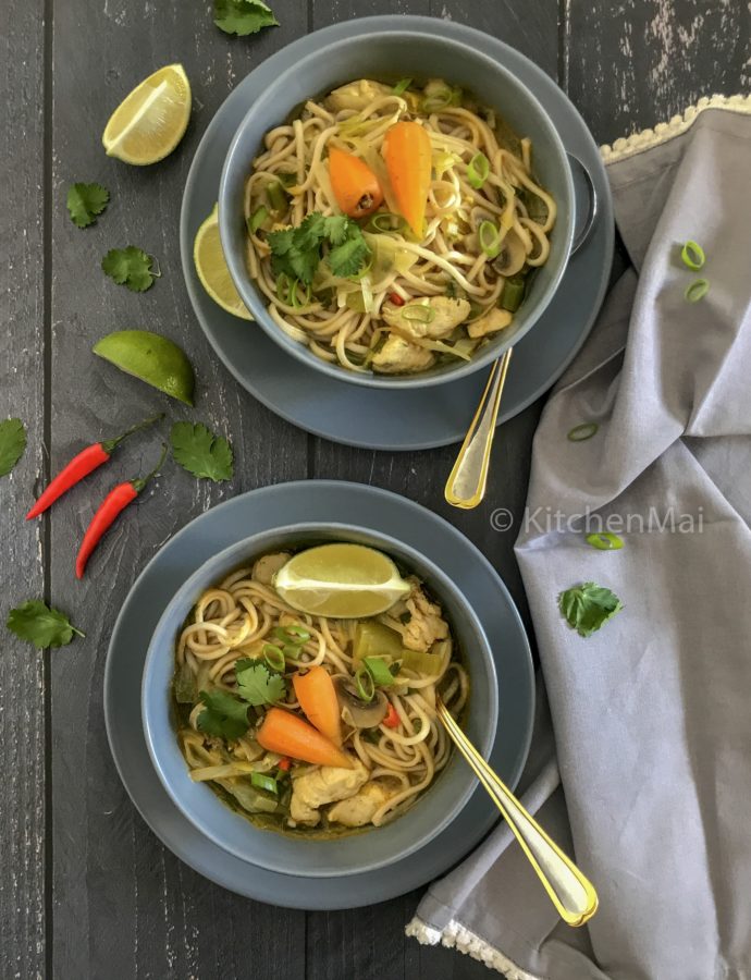 Chicken thukpa (noodle soup)
