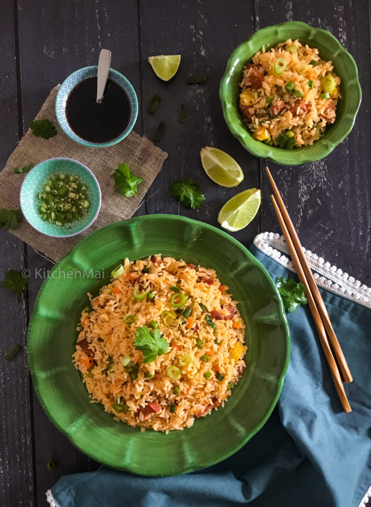 "chinese style chorizo fried rice - www.kitchenmai.com"