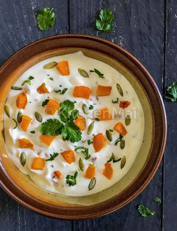 Roasted butternut squash raita