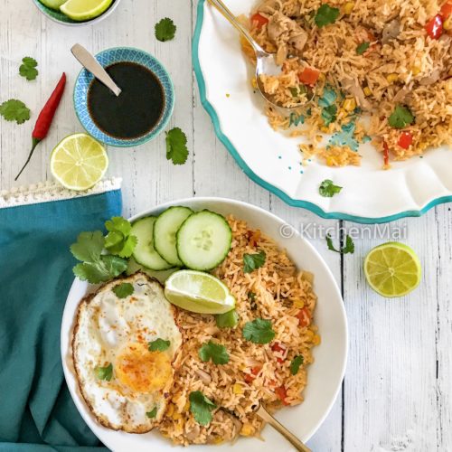 "spicy chicken fried rice - www.kitchenmai.com"