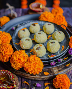 "Rava ladoo with coconut - www.kitchenmai.com"