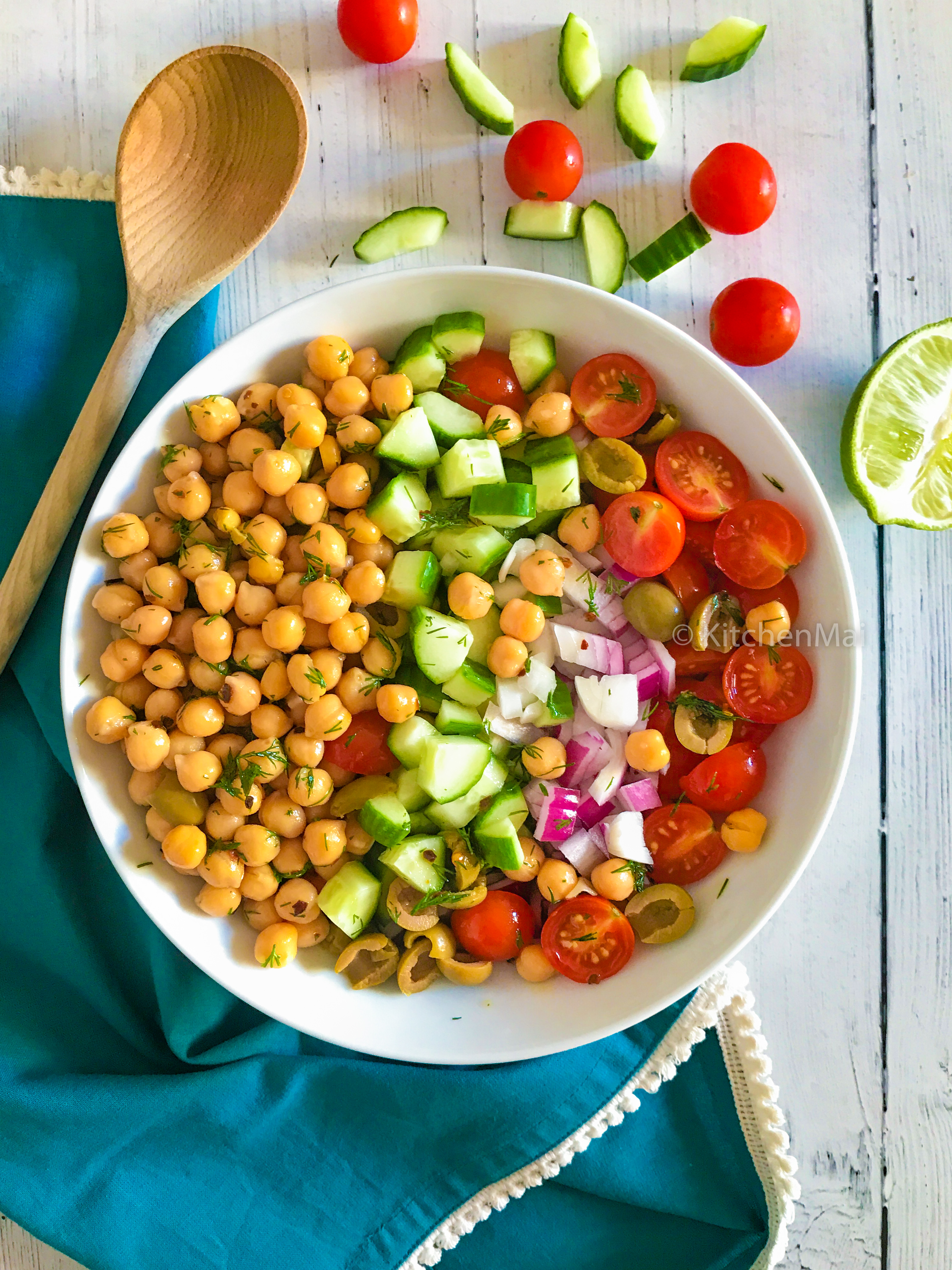 "Tangy chickpeas salad - www.kitchenmai.com"