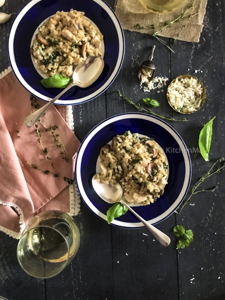 "Mushroom and chicken risotto - www.kitchenmai.com"