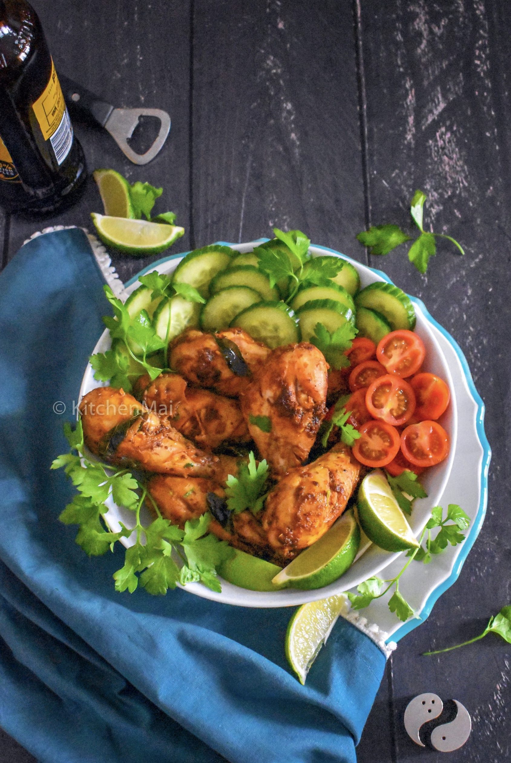 "Ginger garlic chicken fry - www.kitchenmai.com"