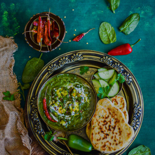 "Palak paneer (spinach and paneer curry) - www.kitchenmai.com"