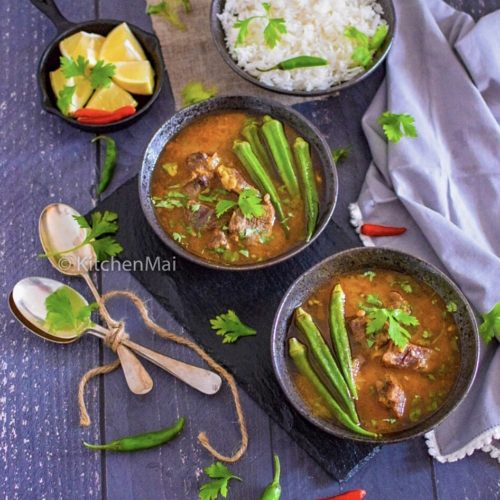 "bhindi gosht Indian lamb okra stew - www.kitchen.com"