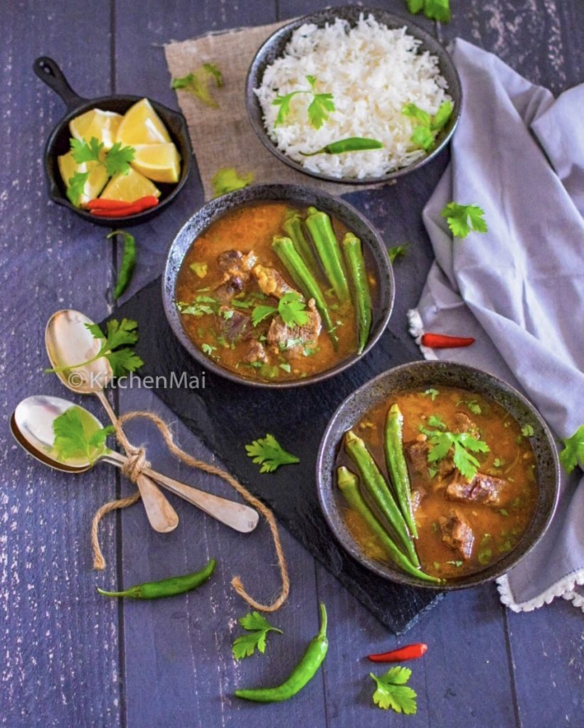 "bhindi gosht Indian lamb okra stew - www.kitchen.com"
