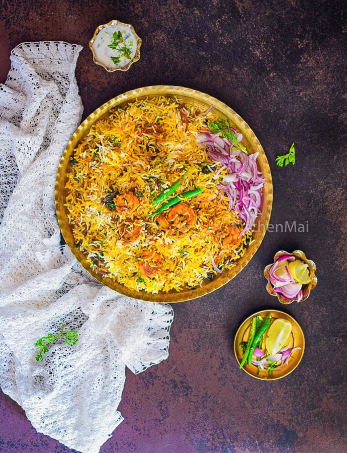 Masala prawns biryani