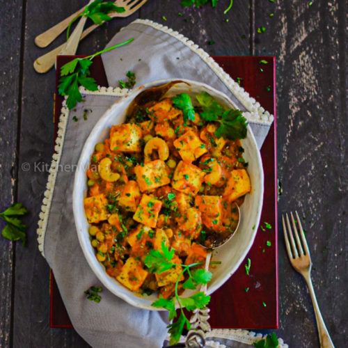 "Matar paneer no onion garlic - www.kitchenmai.com"