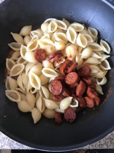 "spicy tomato chorizo pasta - www.kitchenmai.com"