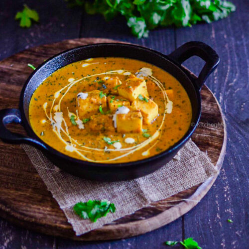 "methi paneer fenugreek flavoured paneer curry - www.kitchenmai.com"