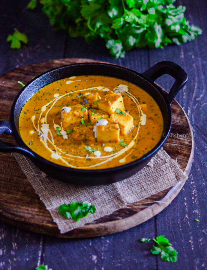 Methi paneer (fenugreek flavoured paneer curry)