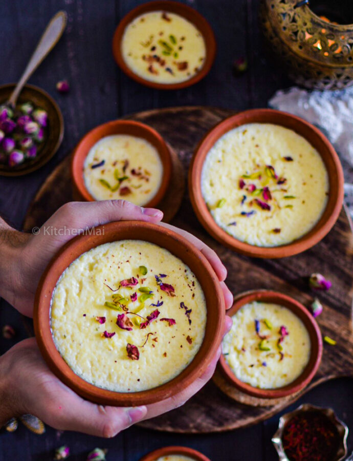 Saffron and cardamom phirni