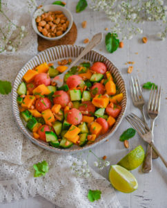 "watermelon cucumber and peanuts salad - www.kitchenmai.com"