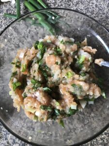"Spicy basil chicken dumplings - www.kitchenmai.com"