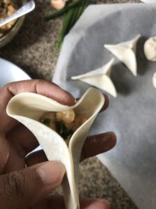 "Spicy basil chicken dumplings - www.kitchenmai.com"