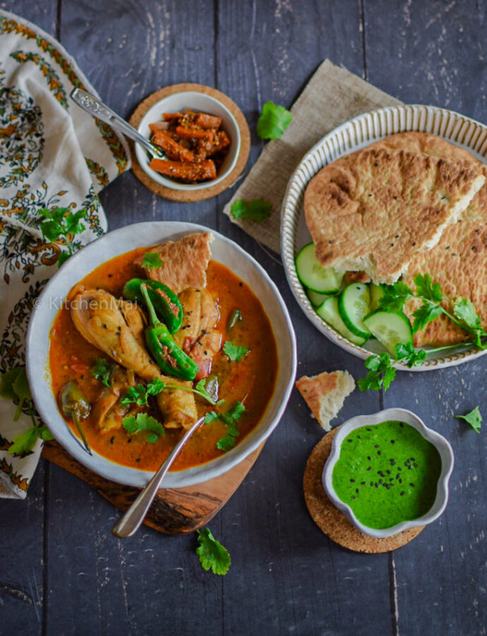 Achari murgh (chicken curry in pickling spices)