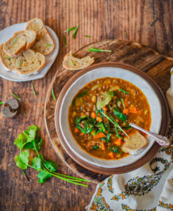 "French lentil and spinach soup - www.kitchenmai.com"