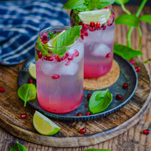 Pomegranate basil virgin mojito