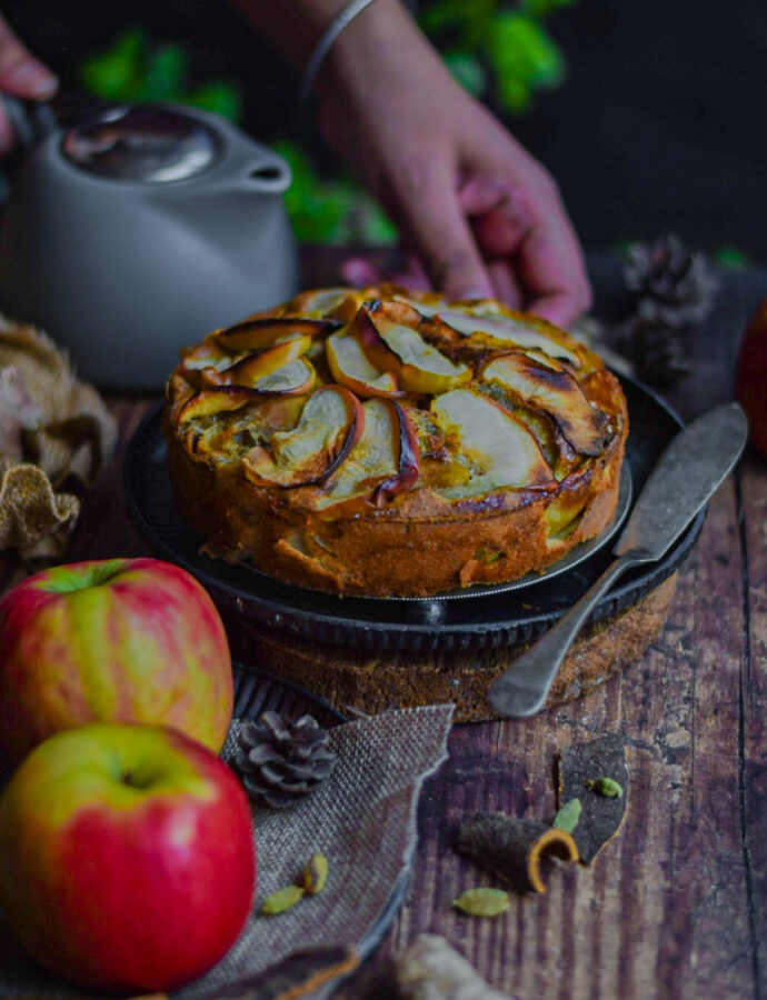 Chai spiced French apple cake