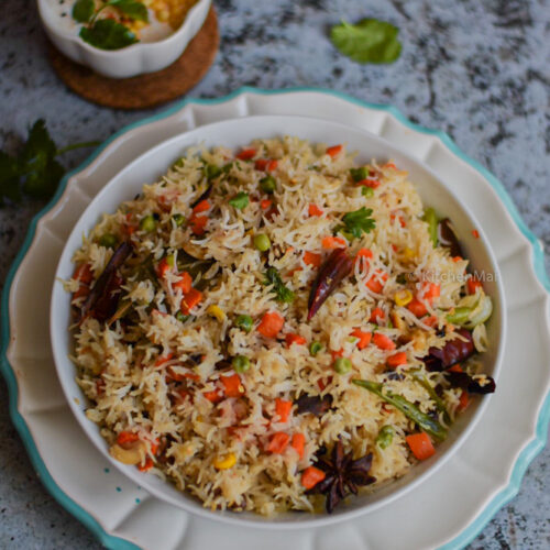 "vegetable pulao - www.kitchenmai.com"