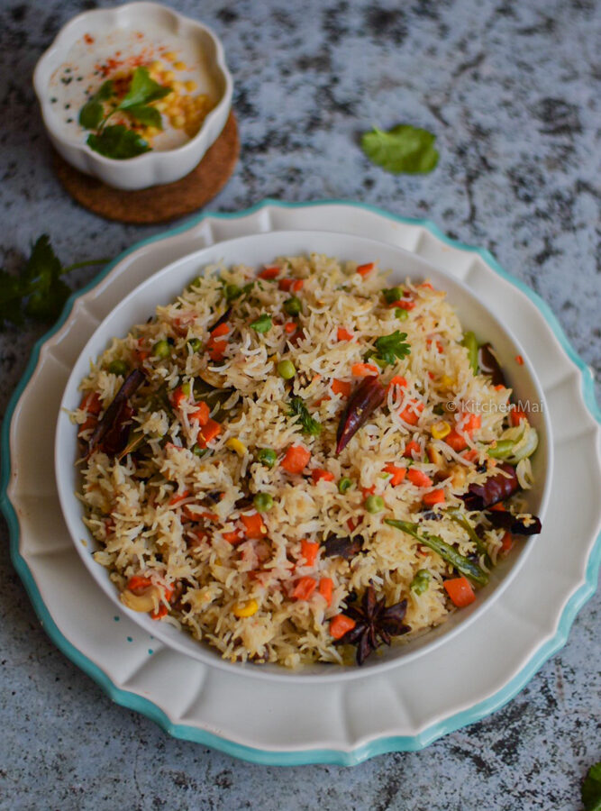 Vegetable pulao (veg pulao without onion and garlic)